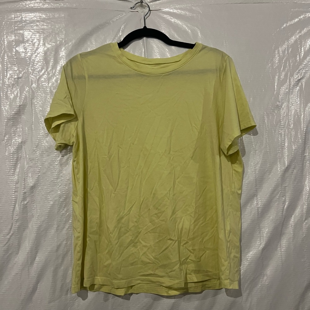 Eileen Fisher Yellow Short Sleeve Cotton T-Shirt Size Large